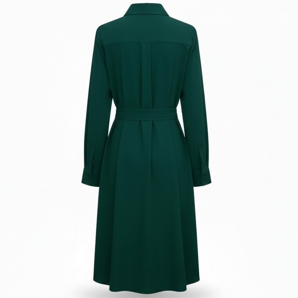 MP Massimo Piombo Midi Shirtdress Forest Green Button Front Belt XL NWT $110 - Picture 7 of 11